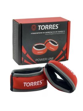 Утяжелители на запястье TORRES 0,5 кг (2штх250г), нейлон, металл. песок, красн-