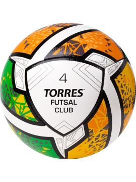 Мяч футзальный TORRES Futsal Club, р.4, бело-зел-оранж